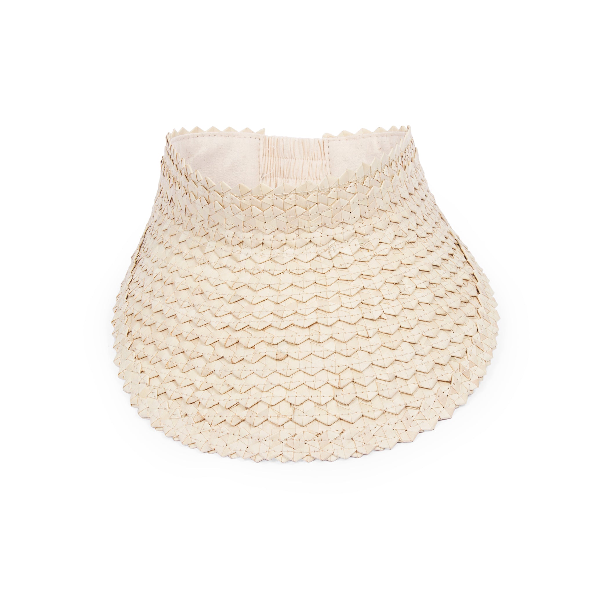 Front view cream straw woven women visor hat