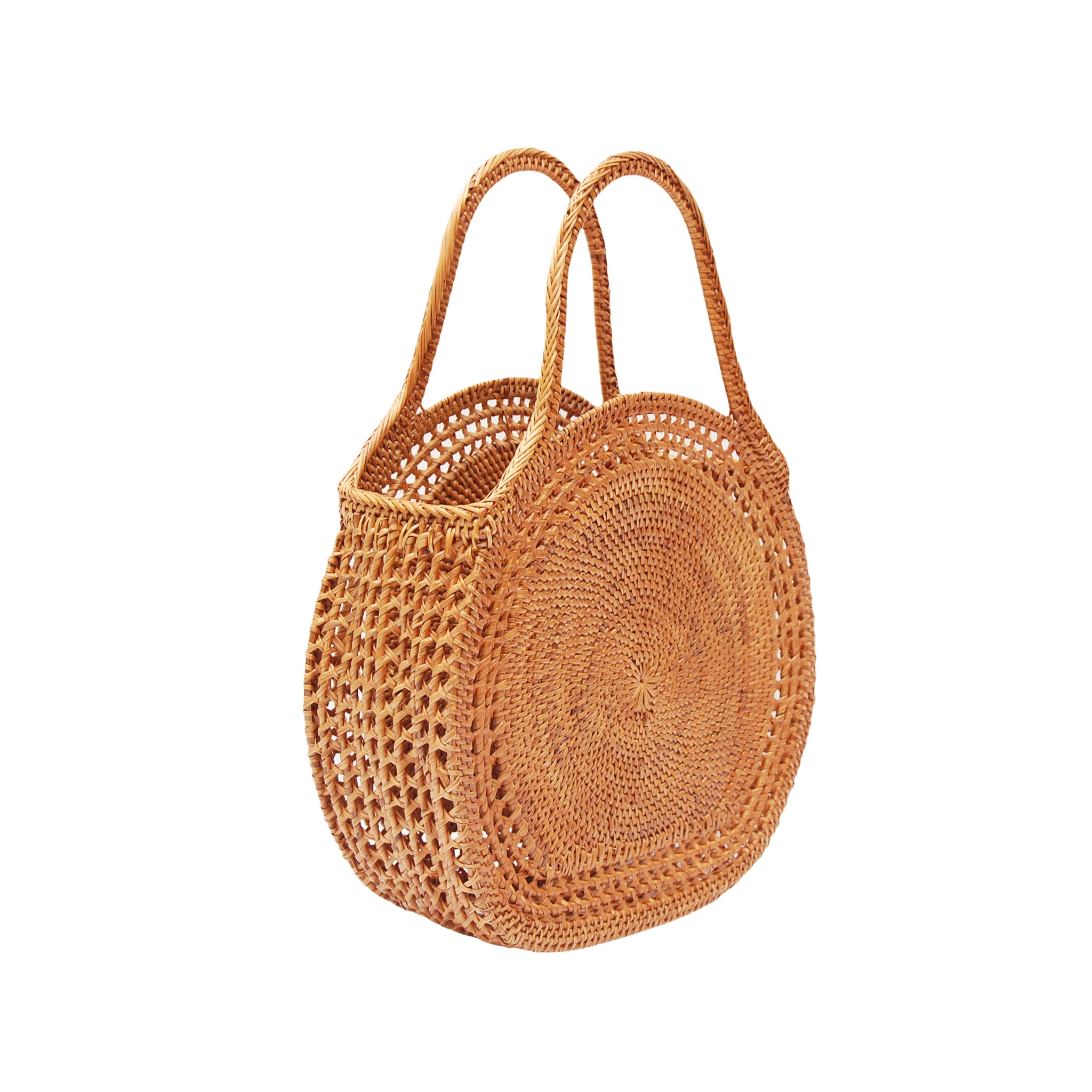 Side view top handle ata bali basket bag