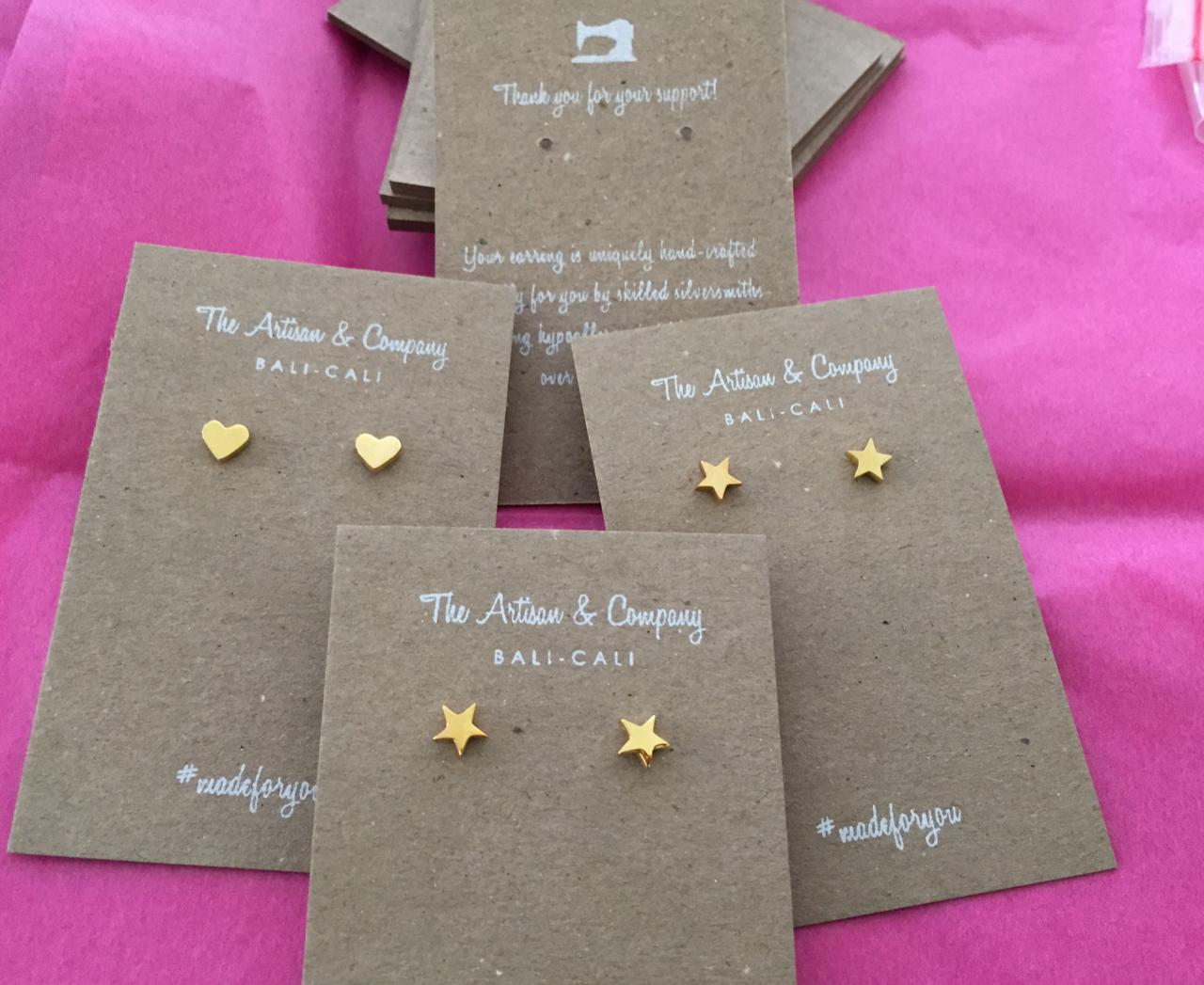 Star Stud Shape Earrings on Card Holder