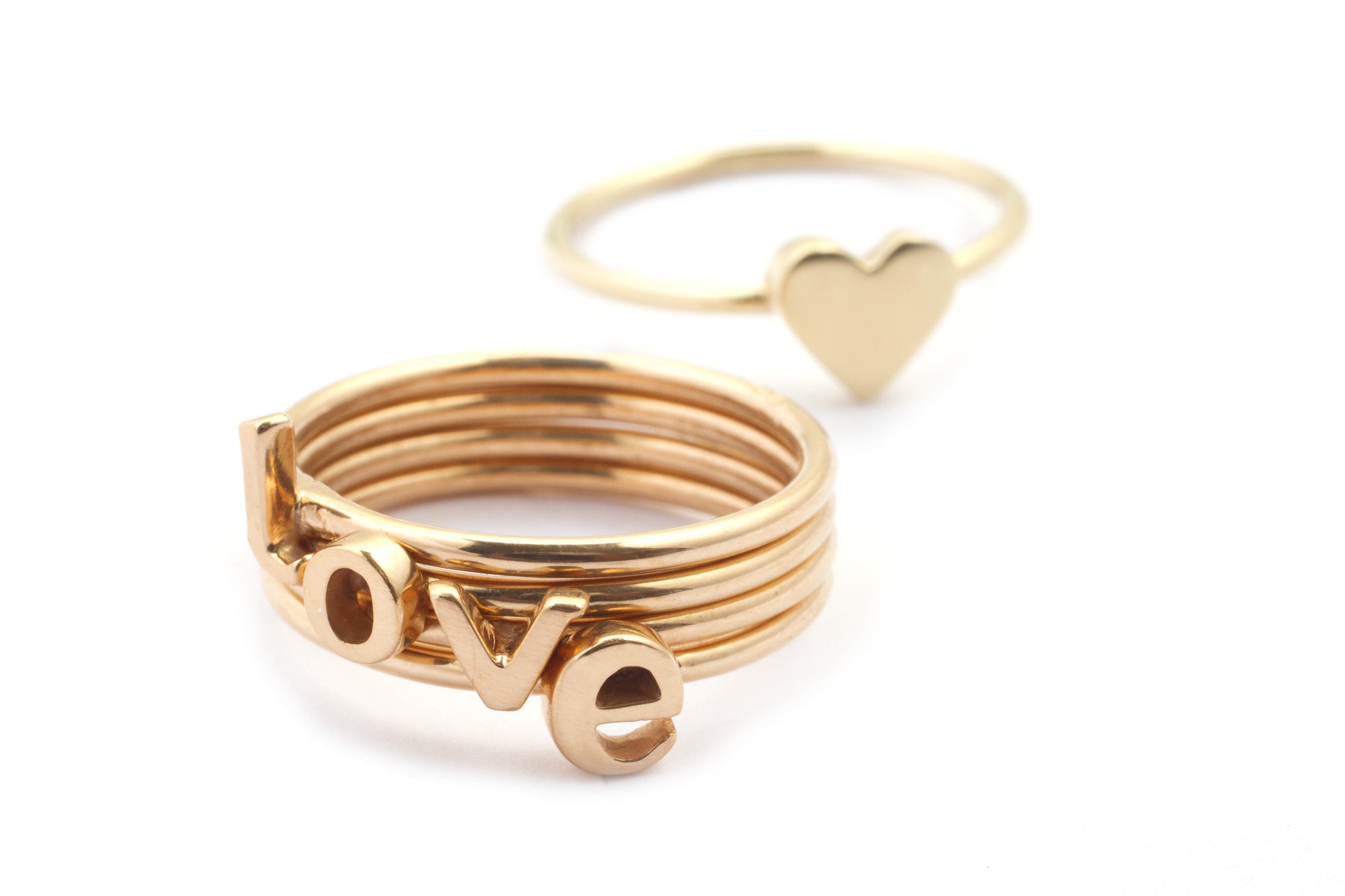 Rose Gold Stacking Alphabet Ring Lowercase Letters