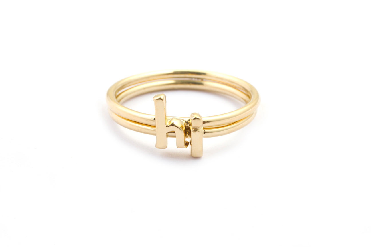 Lowercase Letter Initial Alphabet Ring 14k Gold
