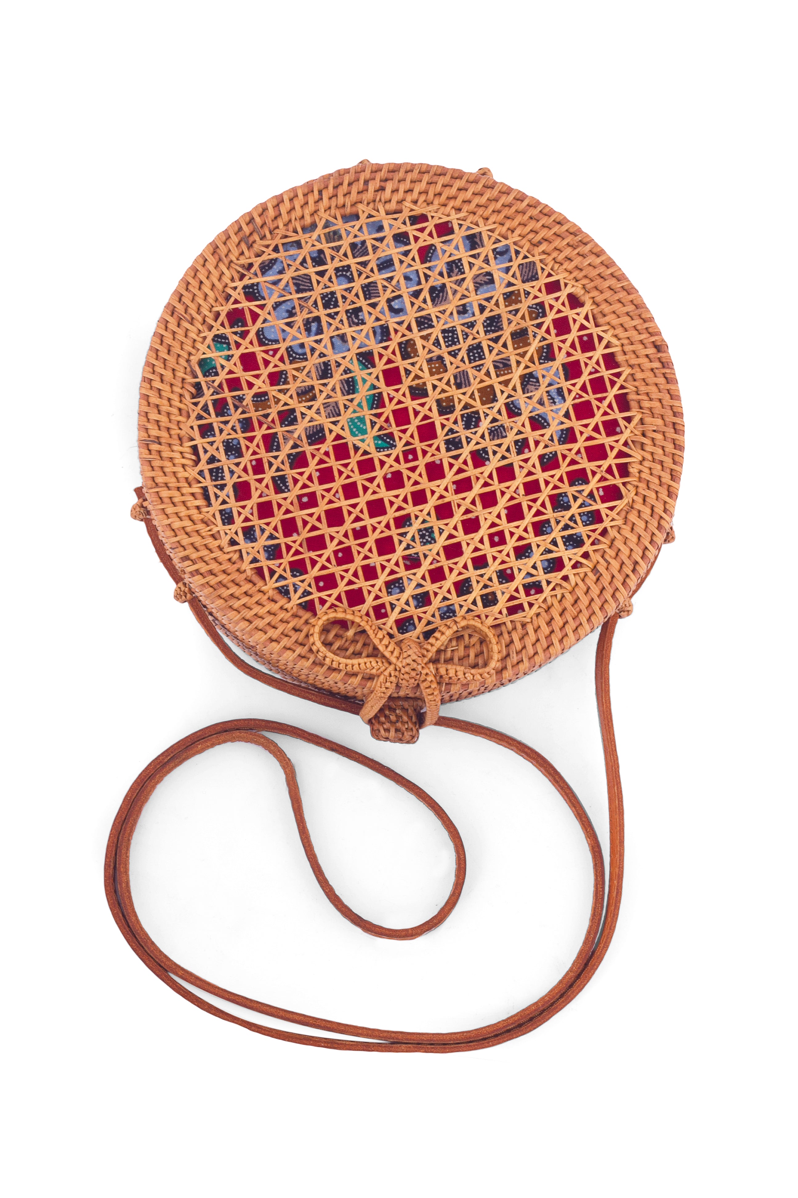 View from above Round Mesh Rattan Bali Crossbody Bag