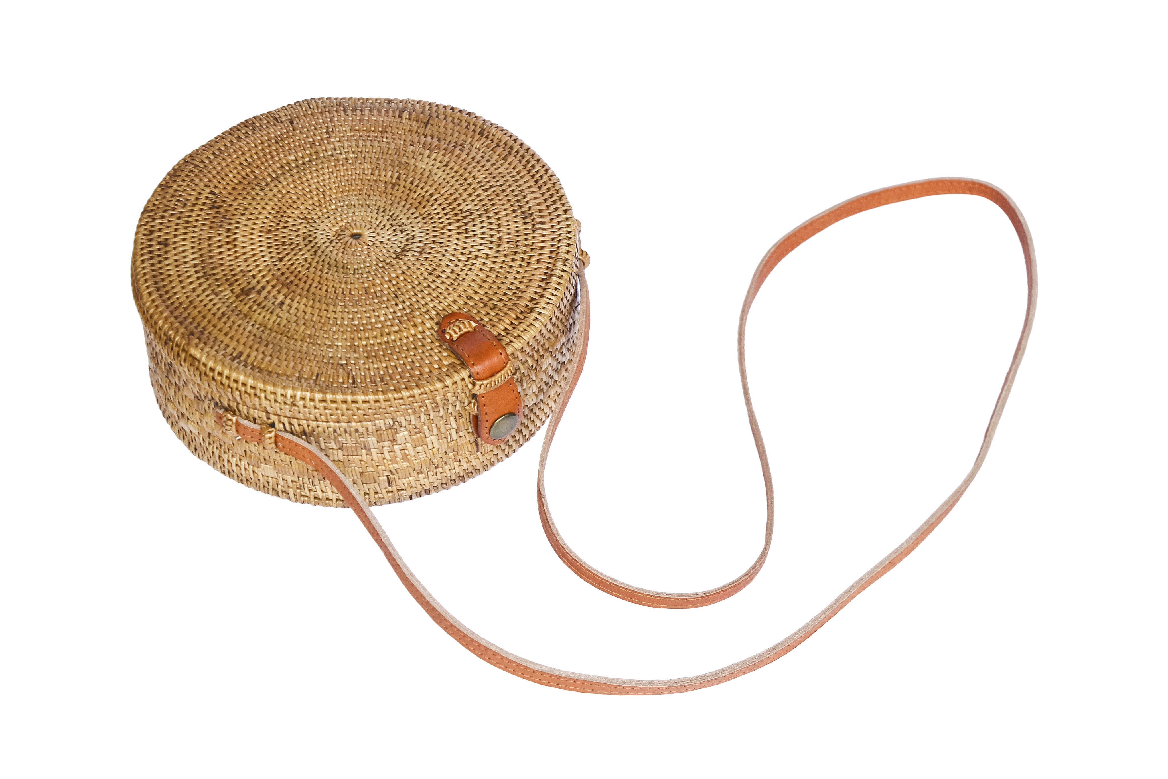 rattan round basket purse