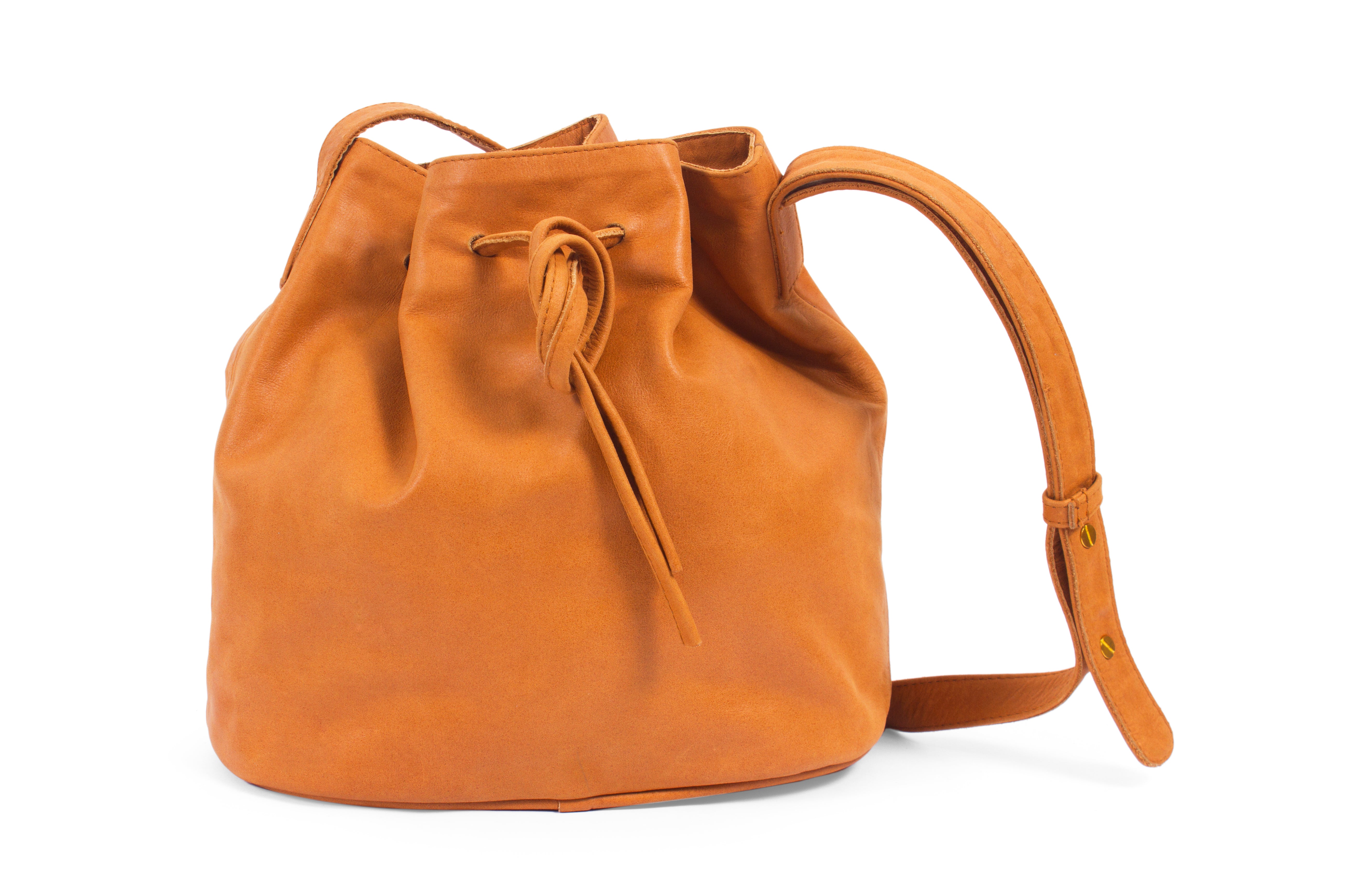 Tan bucket bag; Bucket leather bag; crossbody bucket bag