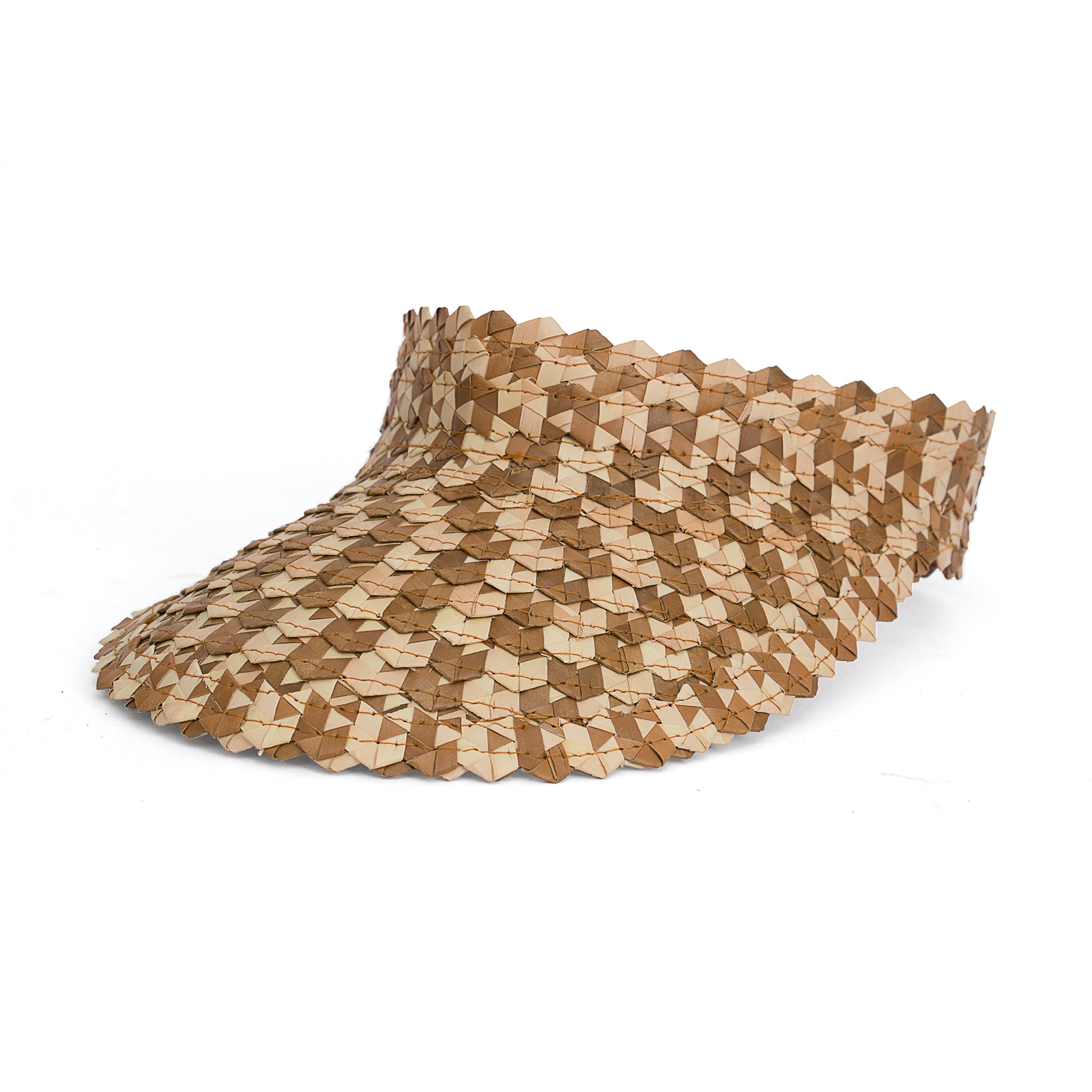 Checkered Visor Hat Tan and Beige