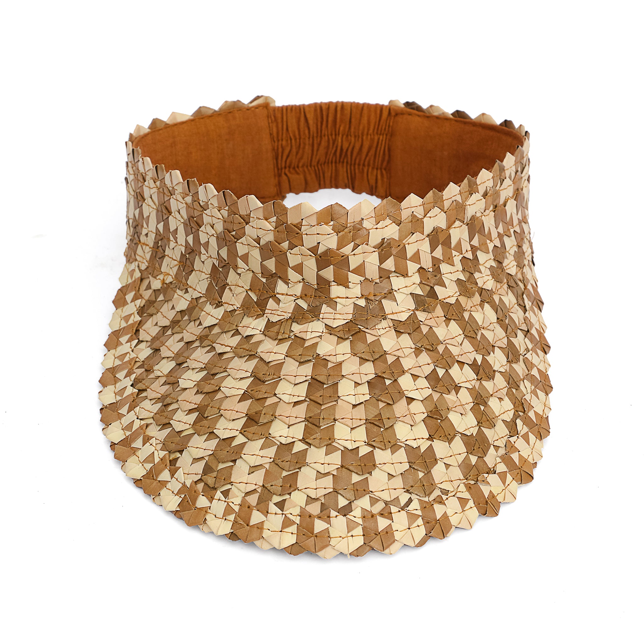 Checkered Visor Hat Tan and Beige