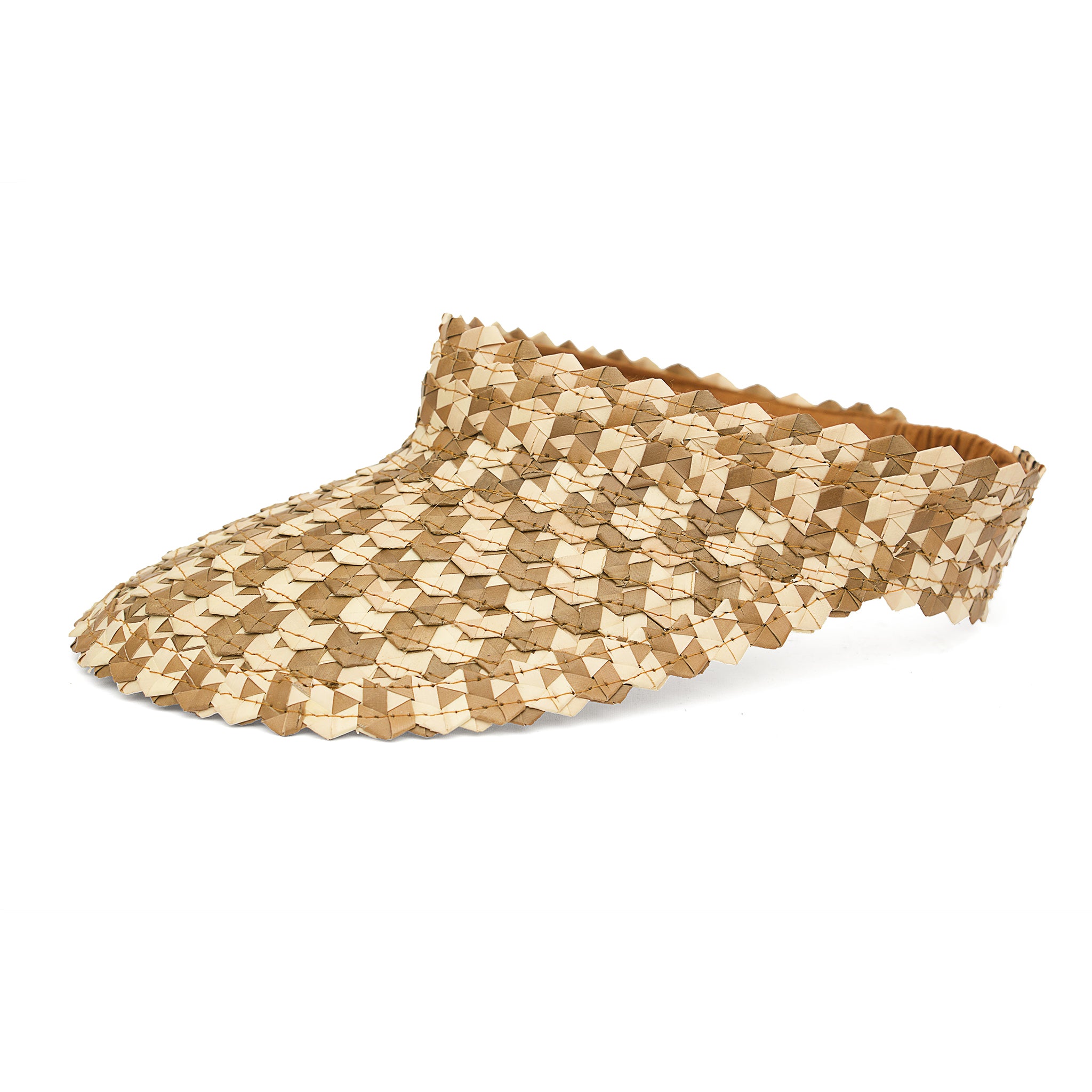 Checkered Visor Hat Tan and Beige