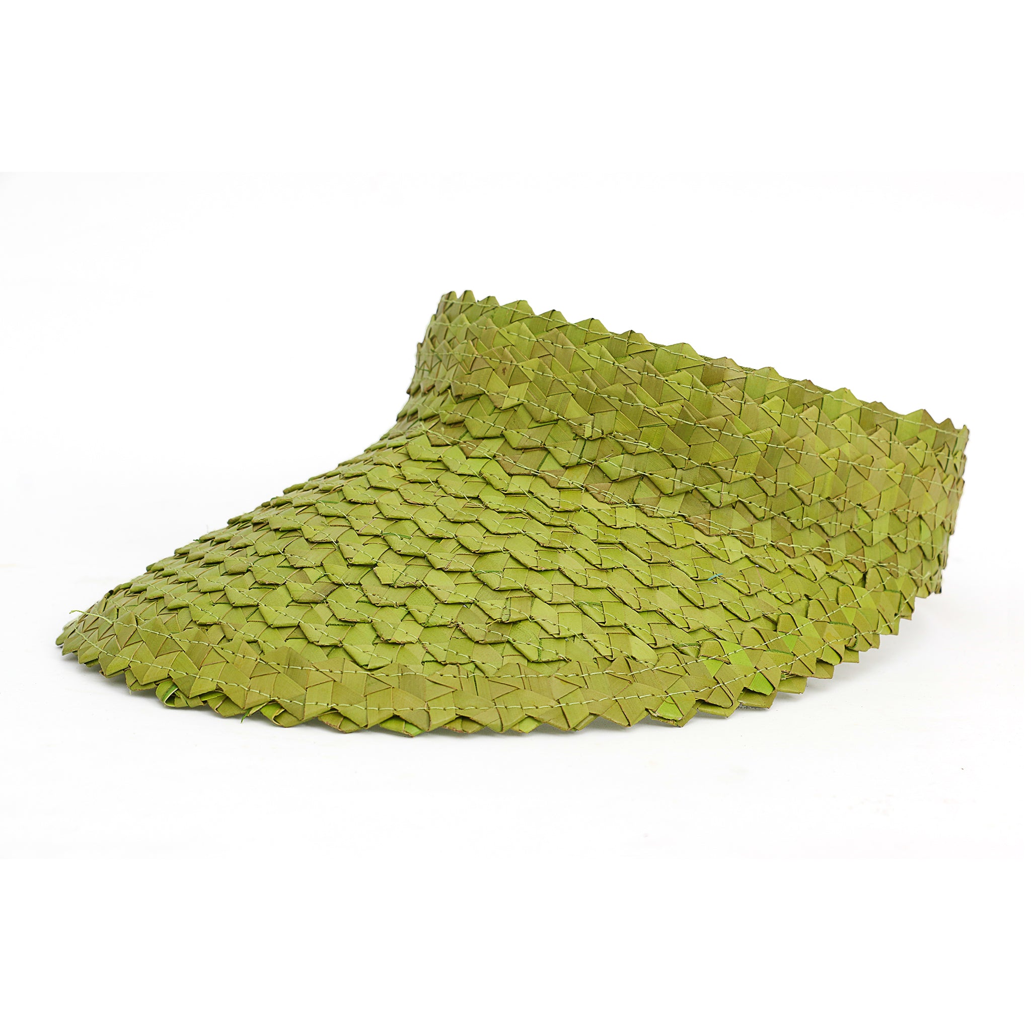 Straw Visor Wide Brim Sun Hat Bright Green Side View
