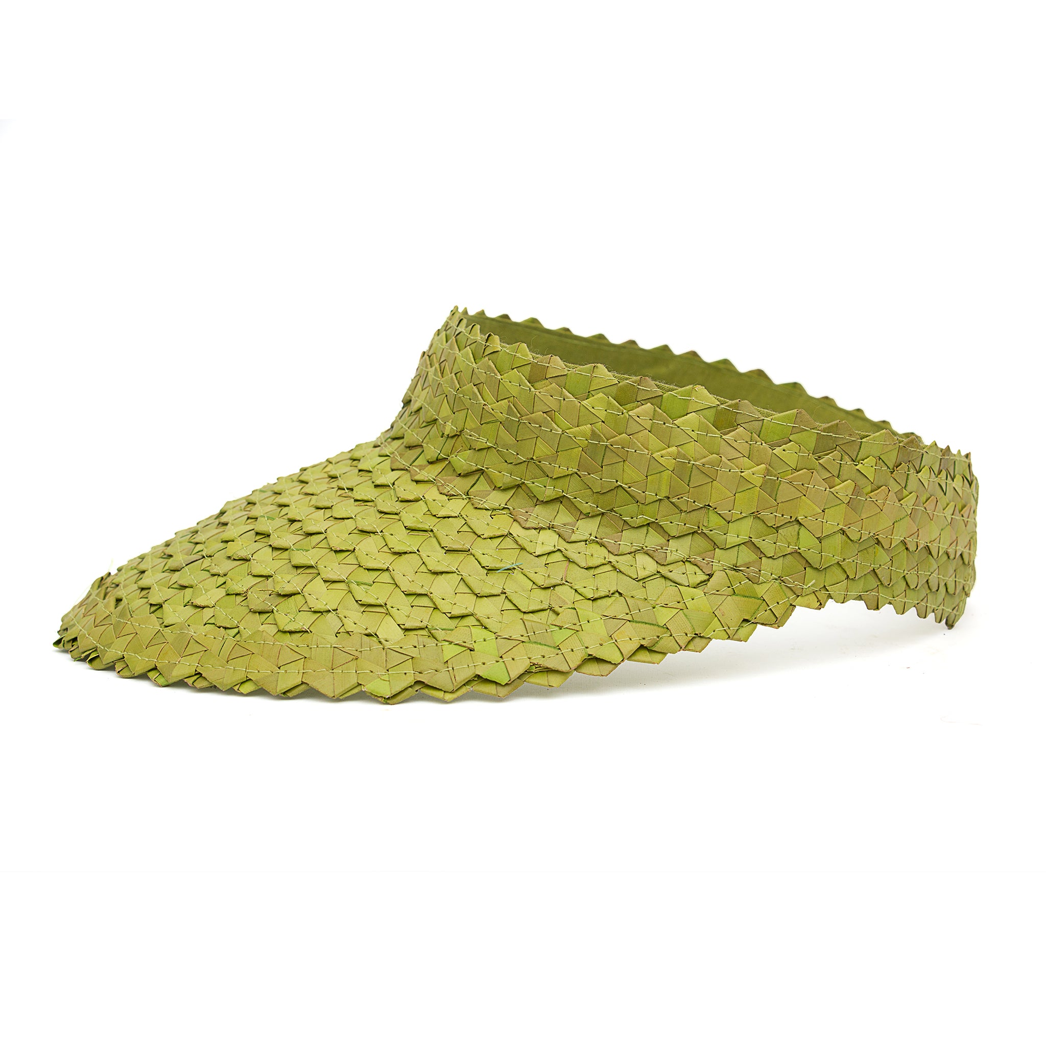 Straw Visor Wide Brim Sun Hat Bright Green Side View