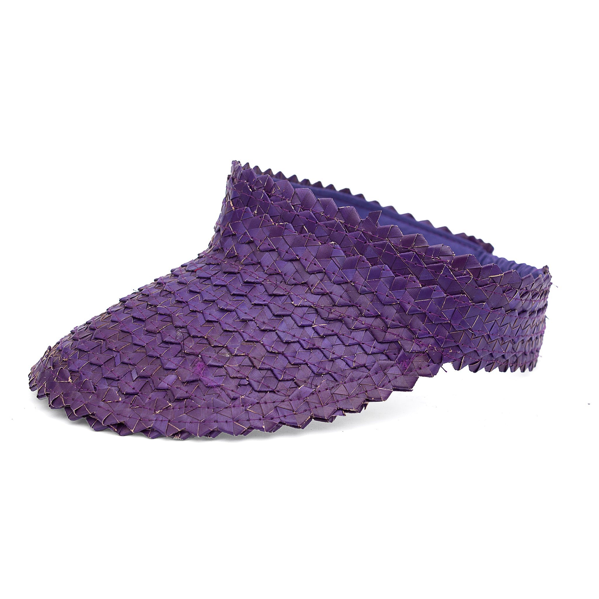 Straw Visor Wide Brim Sun Hat Purple Side View