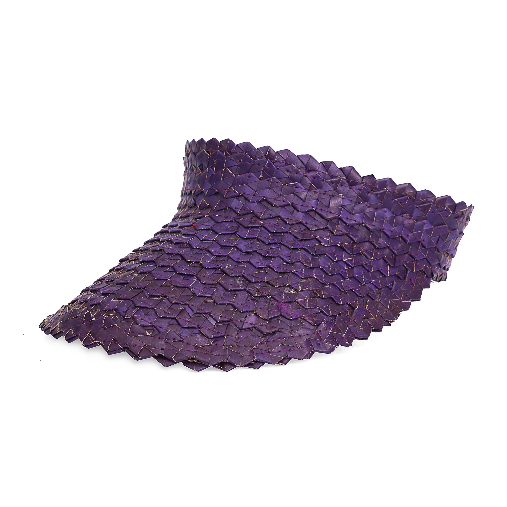 Straw Visor Wide Brim Sun Hat Purple Front View