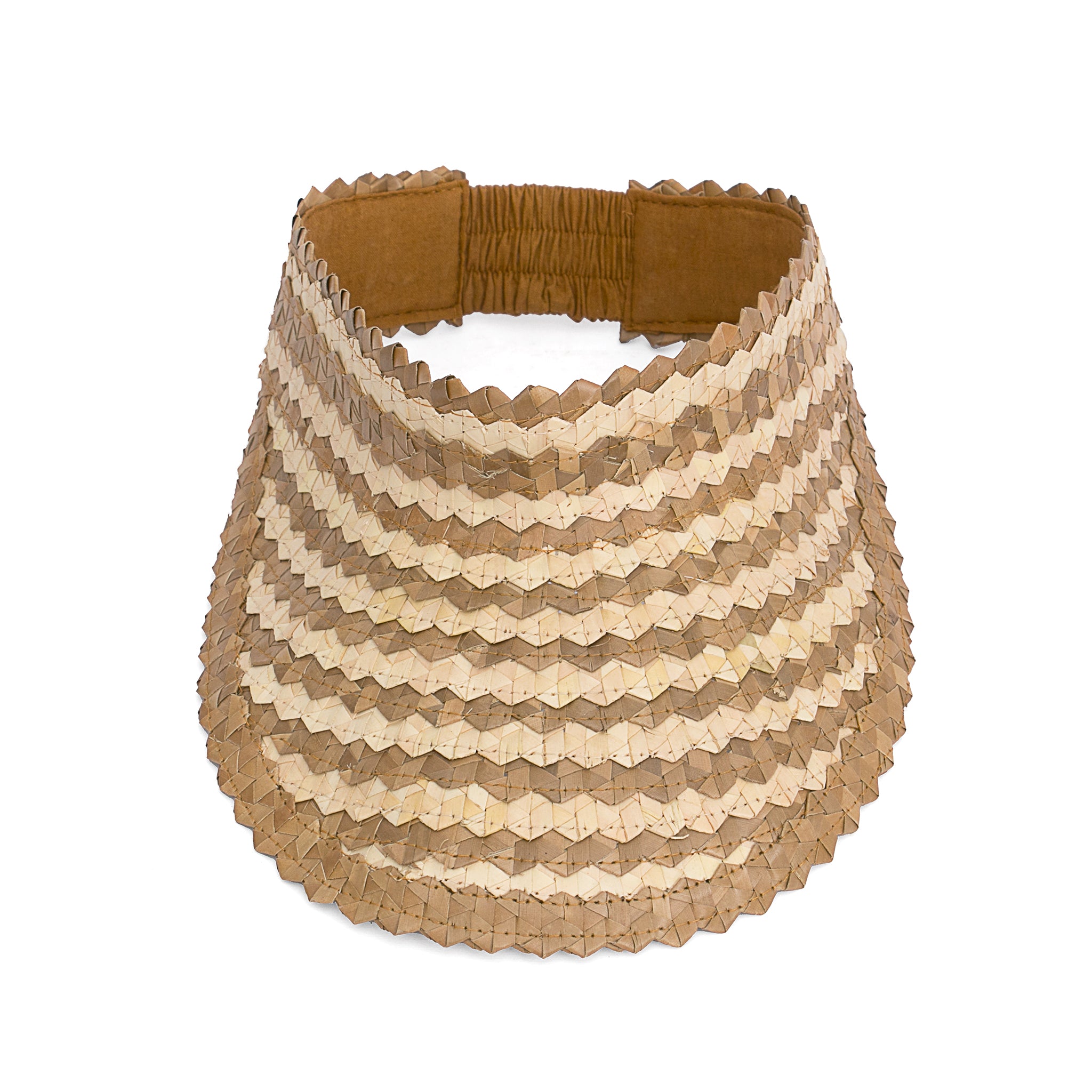 Straw Visor Wide Brim Sun Hat Natural Two tone TopView