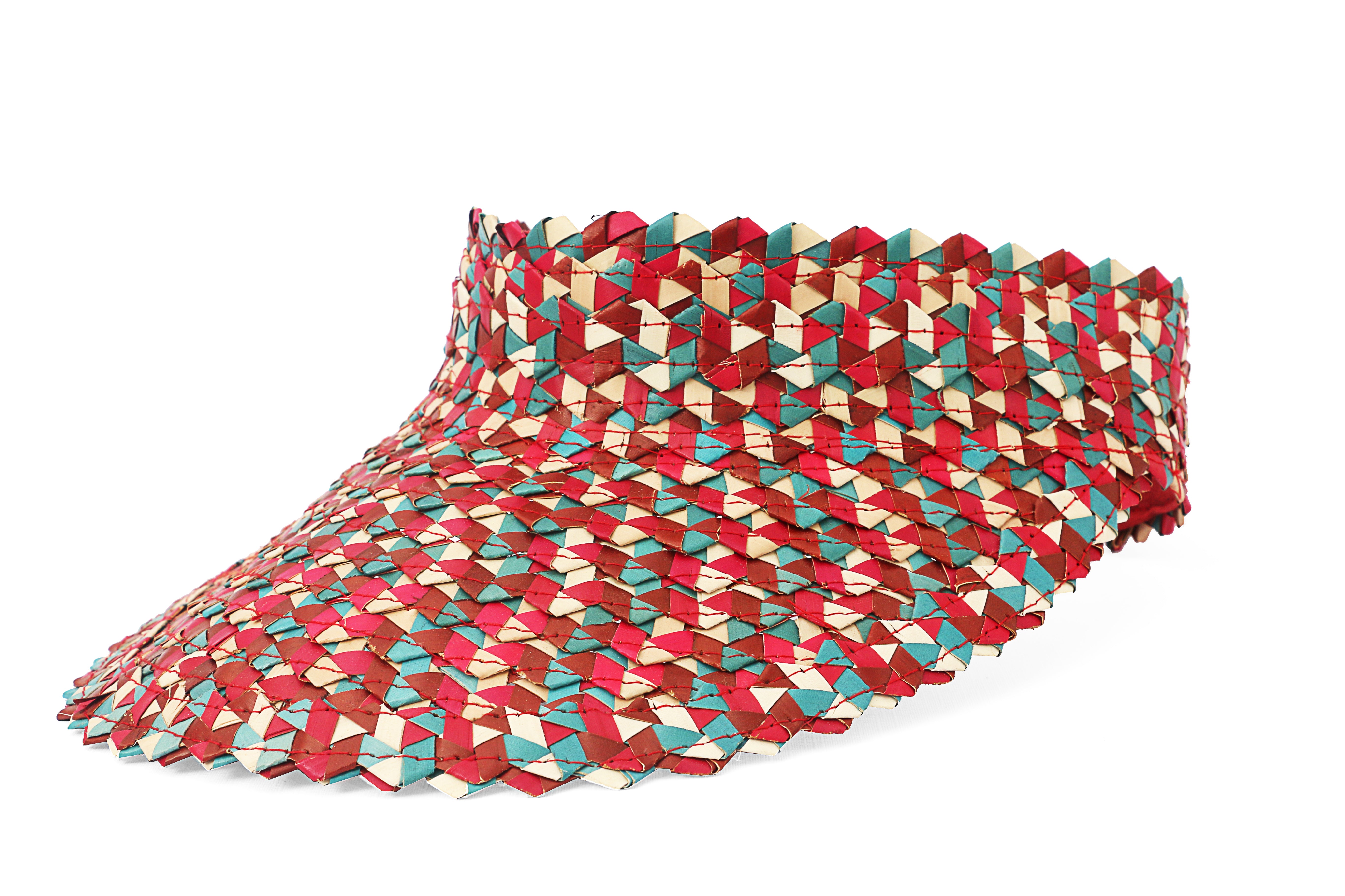 Front view multi color straw hat