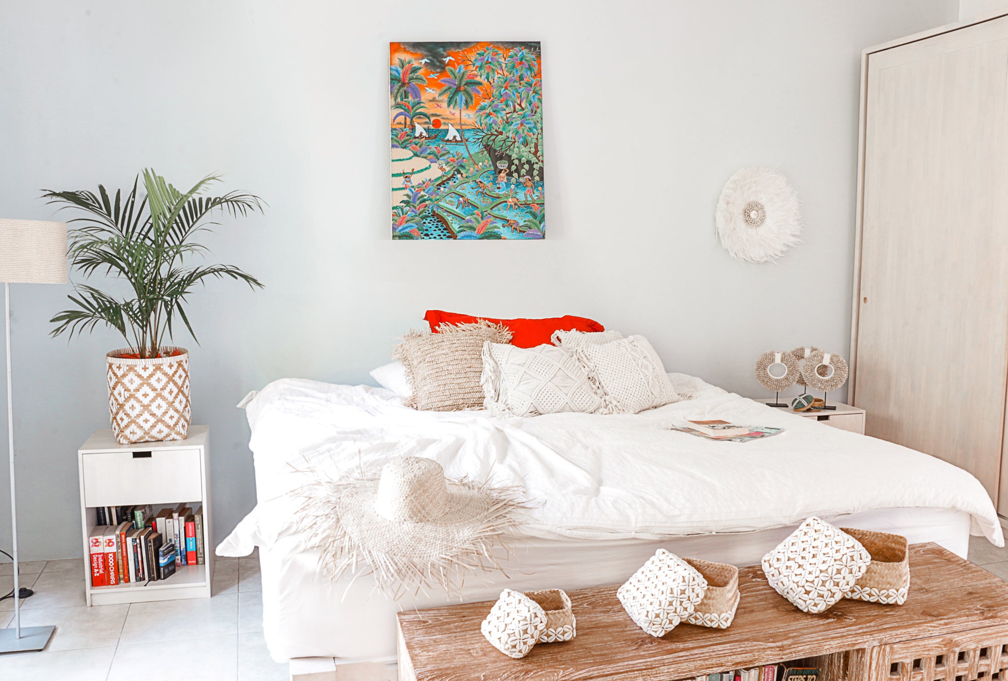 Bohemian Bedroom with Wall Hanging Juju Hat decor