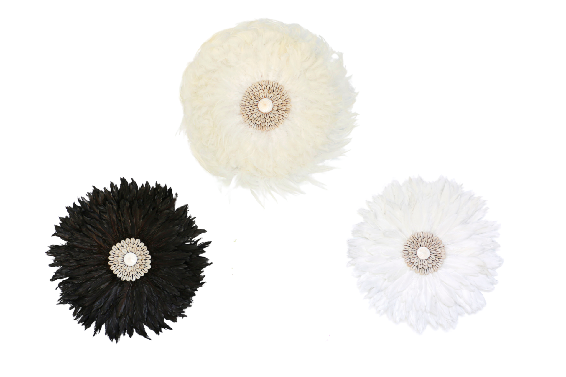 Cream, white, black juju hat hanging wall decor
