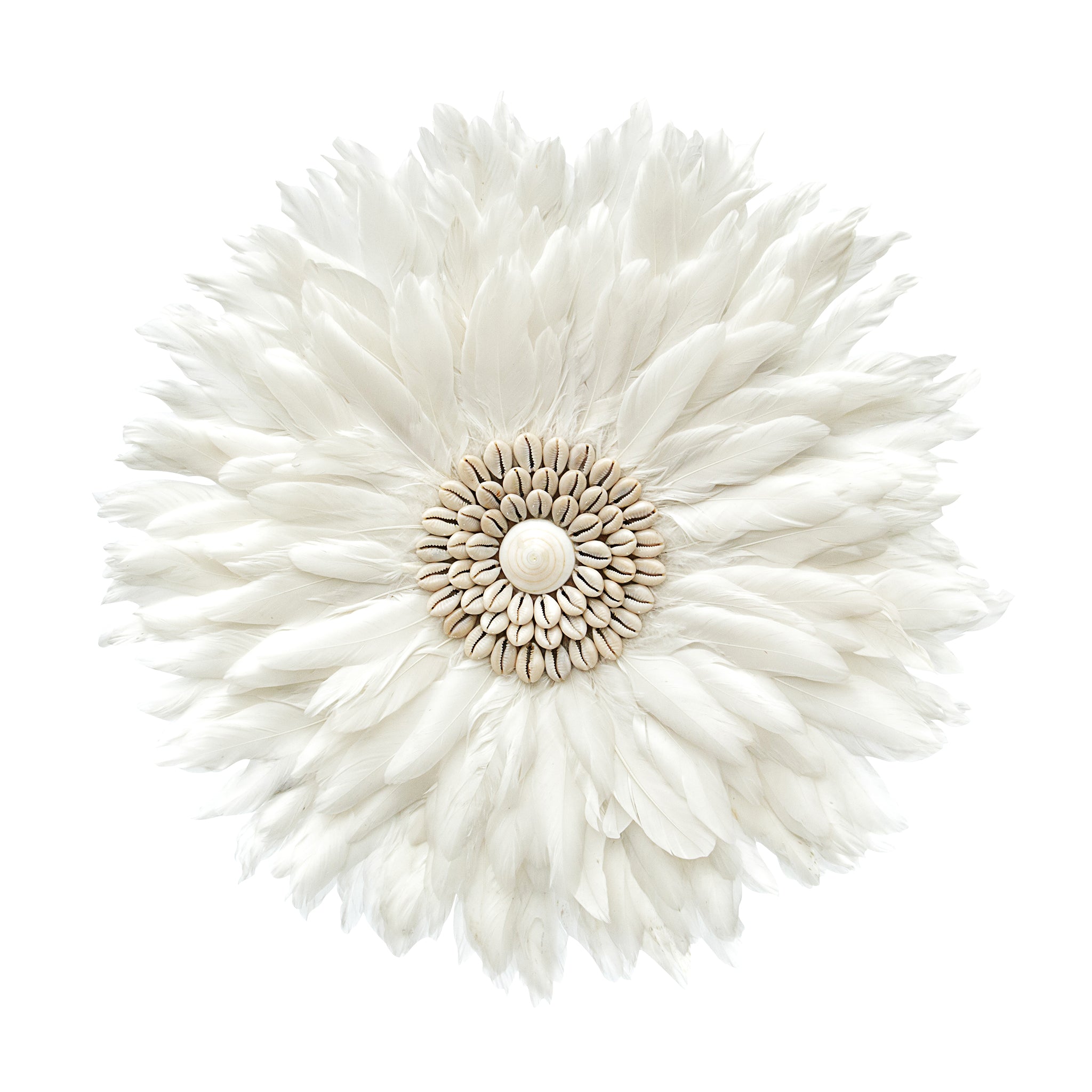 White Juju Hat with Shell Wall Decoration
