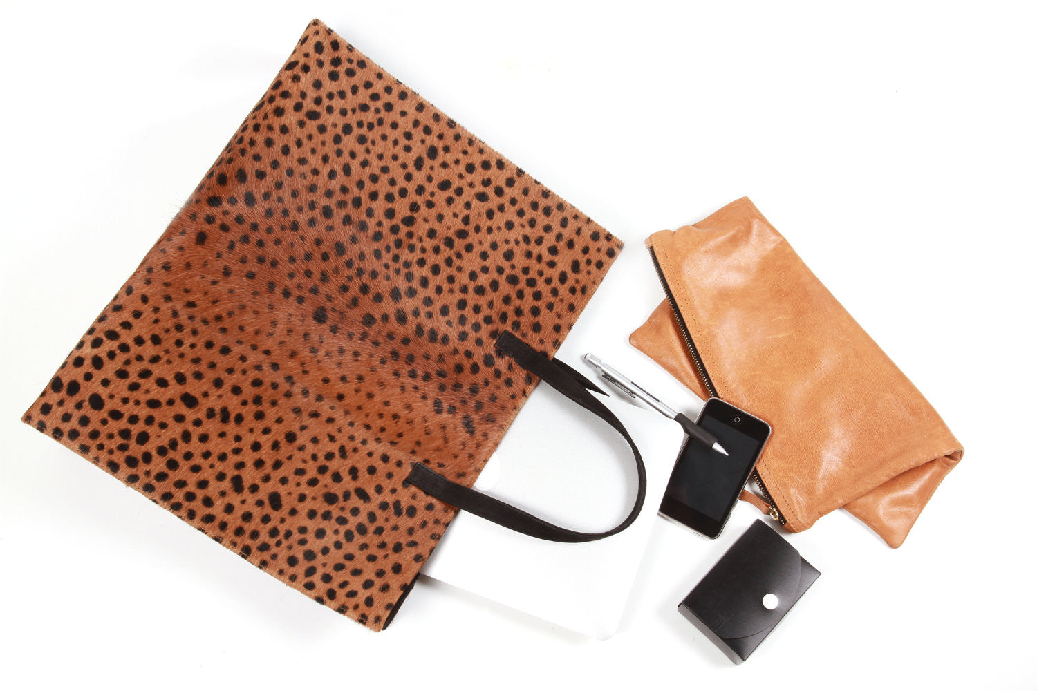 Clare V. Leopard Genuine Calf Hair leather Tote; Bags and Purses; Leather Tote; Calf Hair Tote; Leather Tote Bag