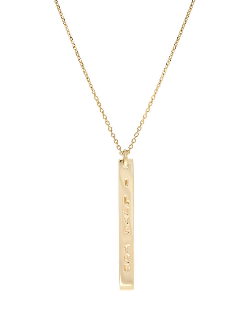 14k Gold plated Handstamped I LOVE YOU Necklace 18" inches