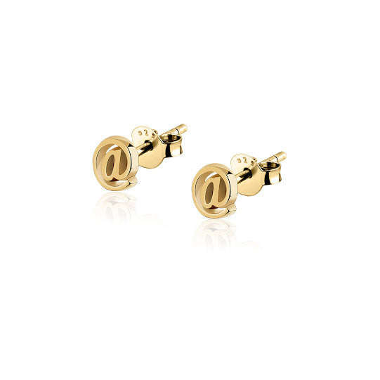 Gold instagram @ symbol earrings
