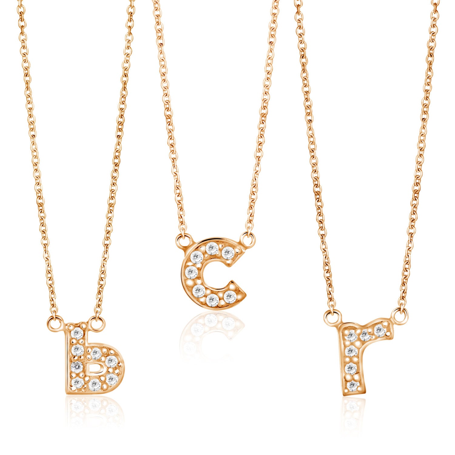 diamond 14k Pendant lowercase charm initial necklace