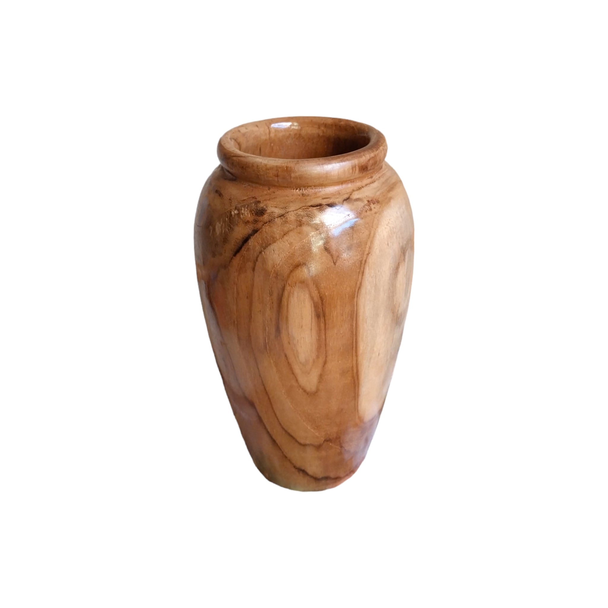10-inch Hand-craved Urn Shaped-Teak Root Vase