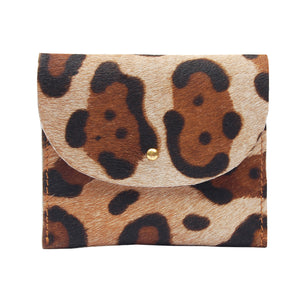 Leopard Print Envelope Mini Wallet Leather