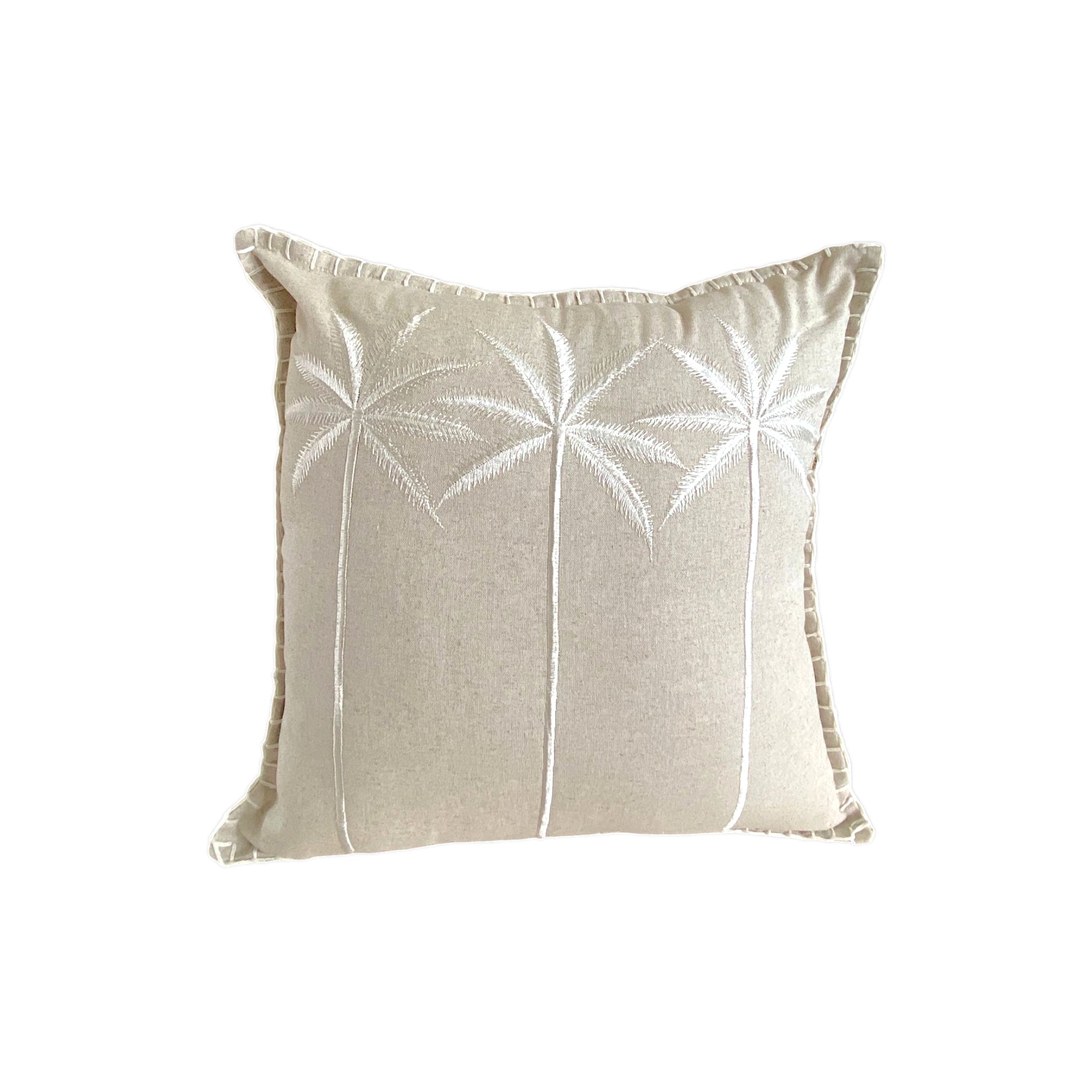 Embroidered Palm Tree Linen Throw Pillow cover-20" x 20"