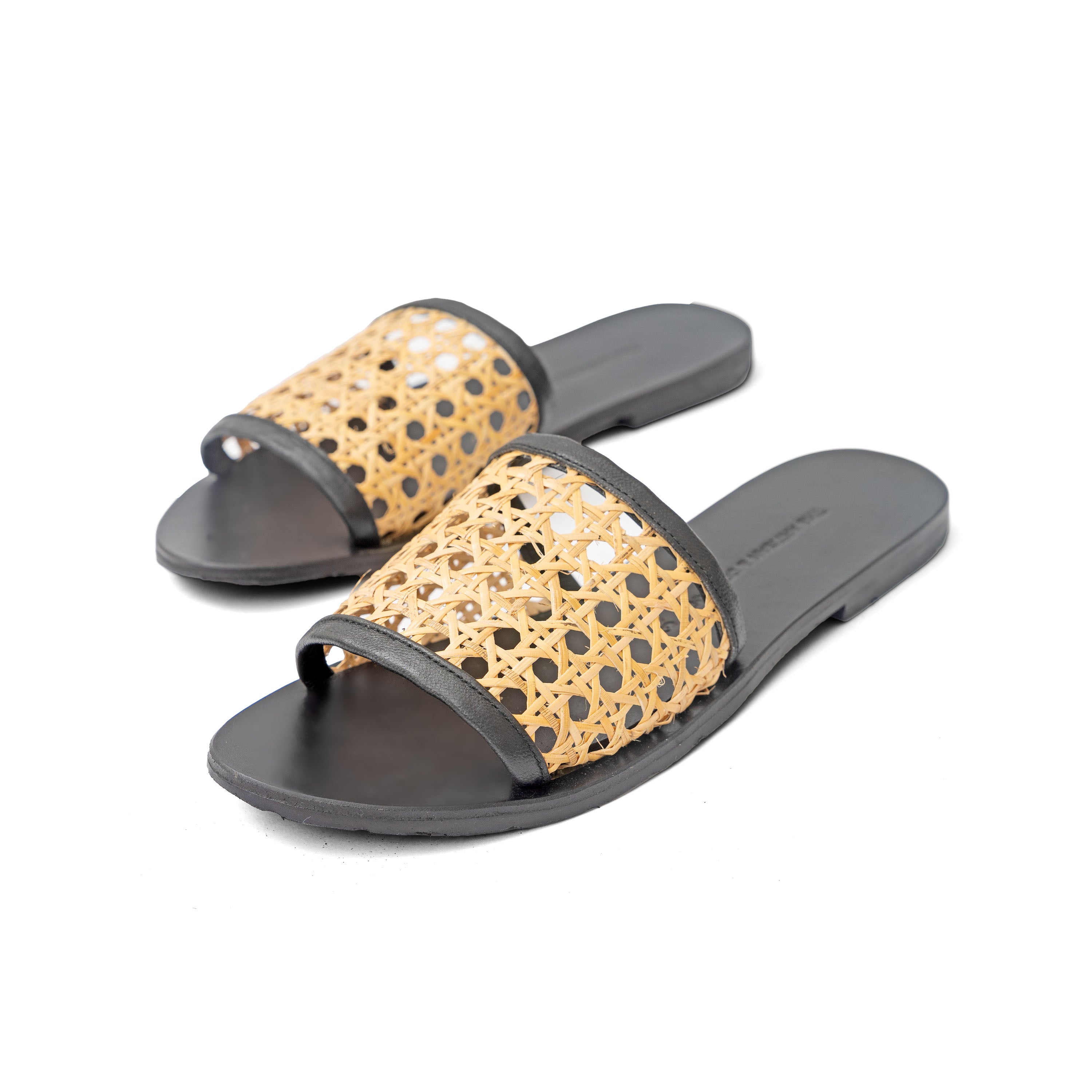 Black Rattan Slides