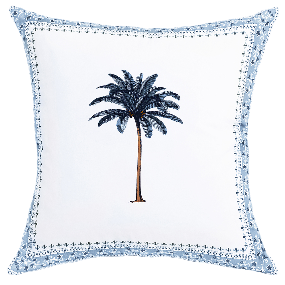 Blue Imperial Palm Tree Cushion Cover