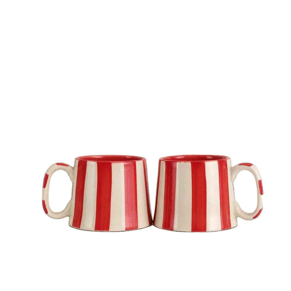 Ceramic Red Stripe  Coffee cup- 220ml (SET OF 4)