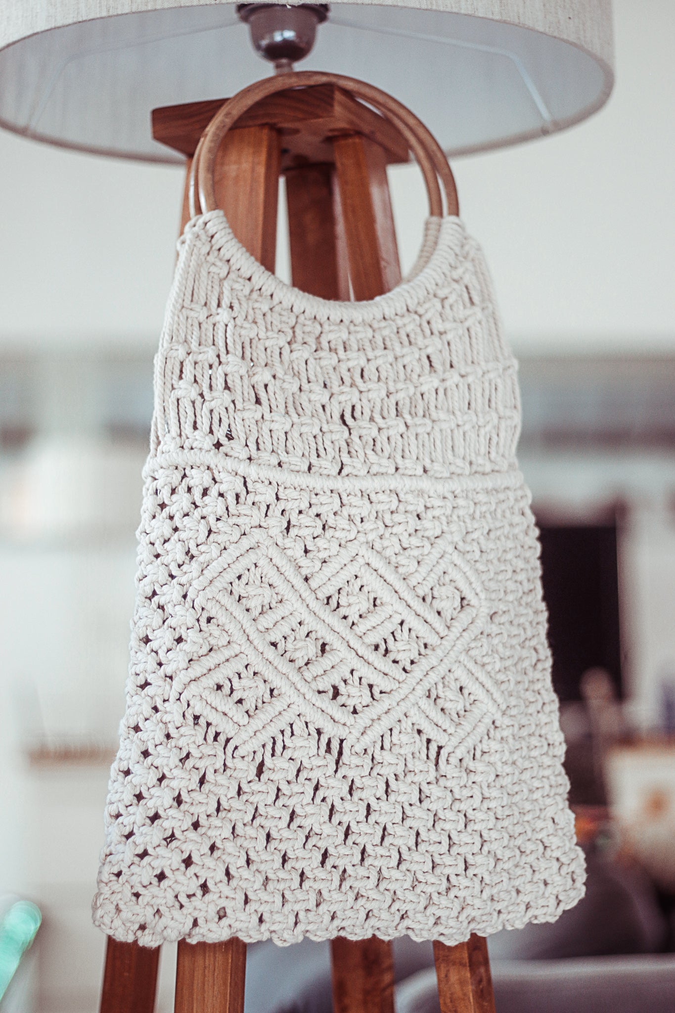 Macramé Crochet Top Handle Bag