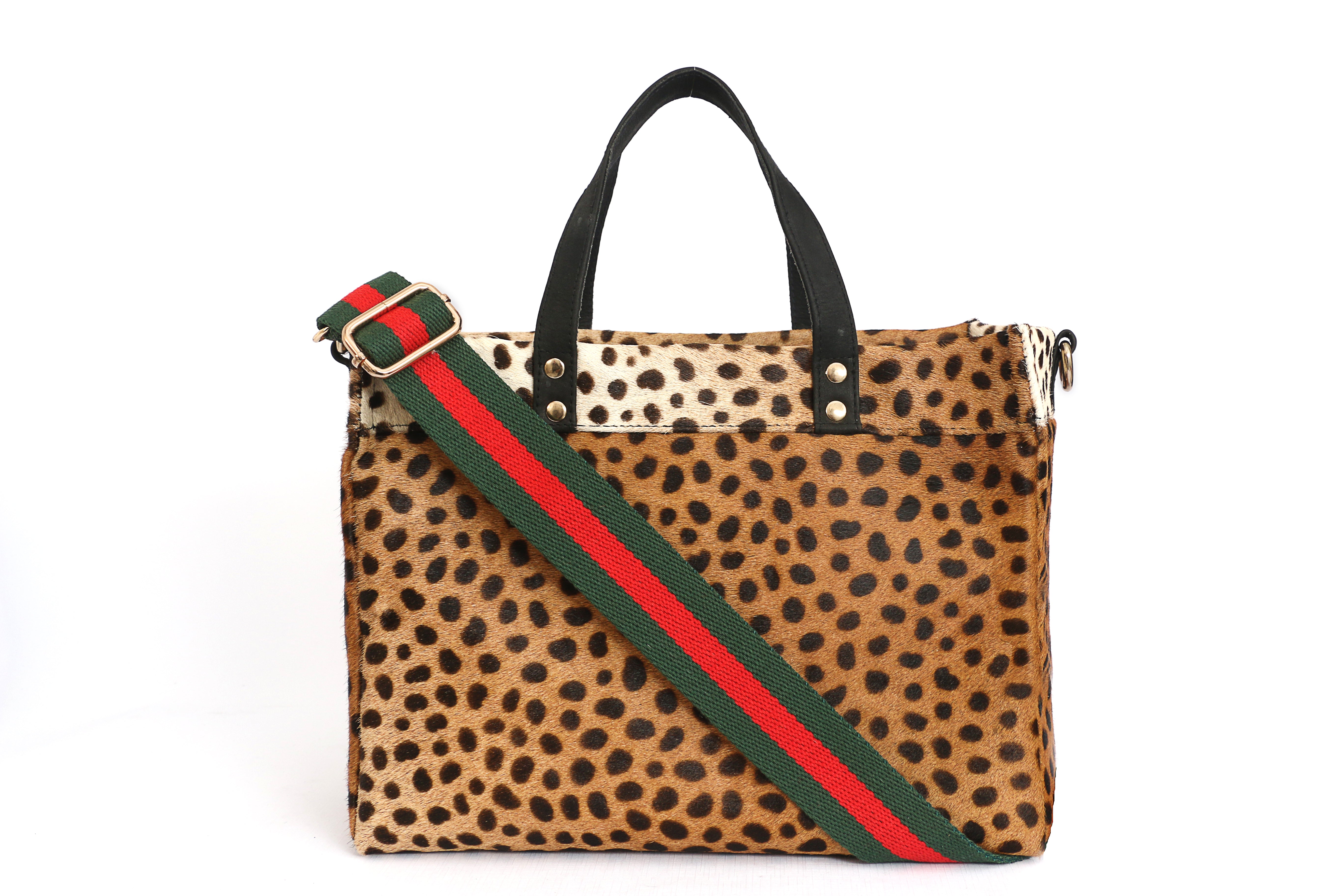 Leopard Pony Hair Tote Handbag