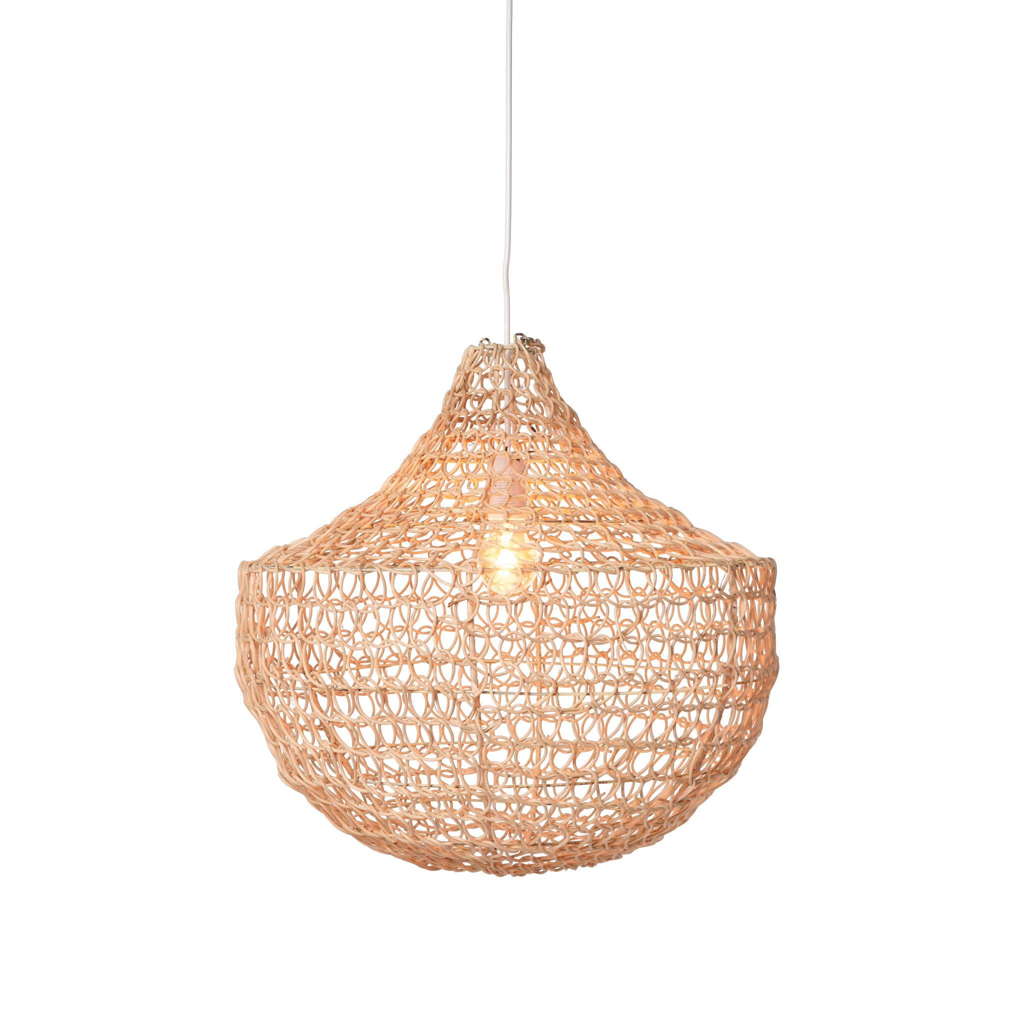 Open Weave Rattan Pendant Light Natural