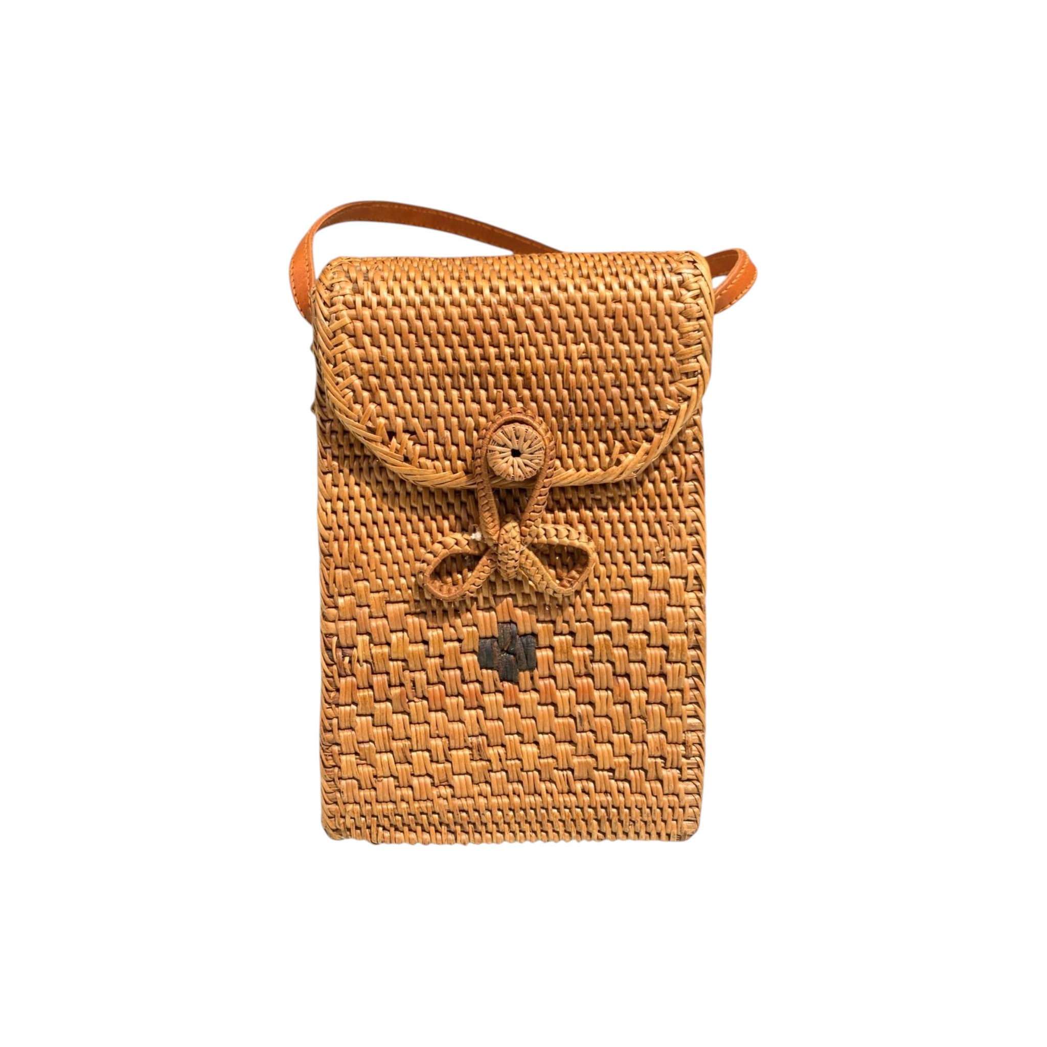 Rattan Cell Phone Crossbody Purse