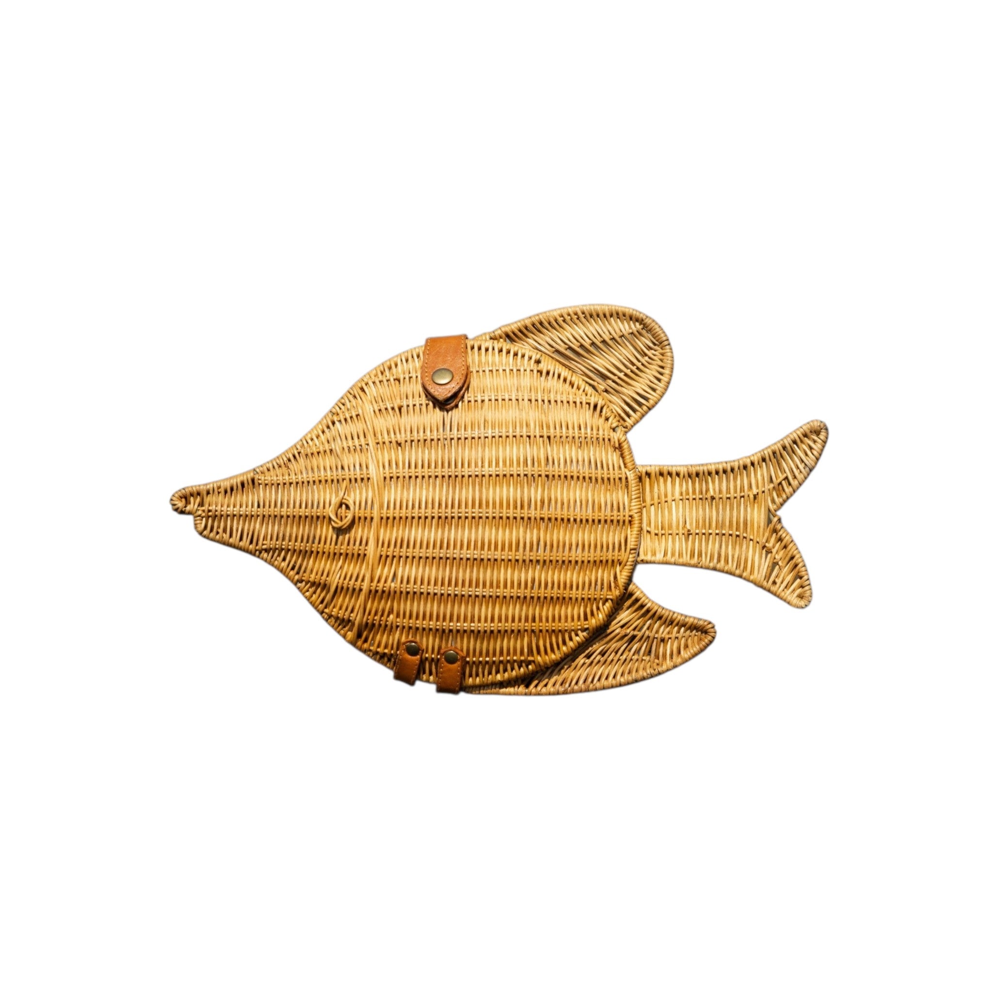 The Santa Barbara-Handcrafted Rattan Natural Fish-shaped Convertible Bag