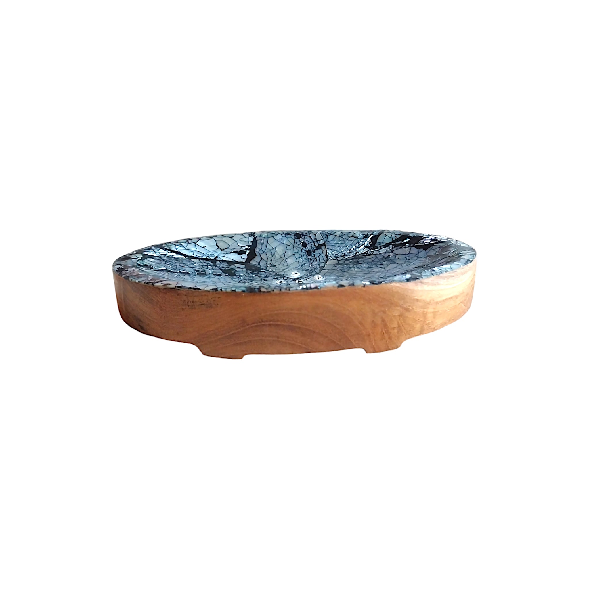 River Abalone Teak Wood Soap Dish