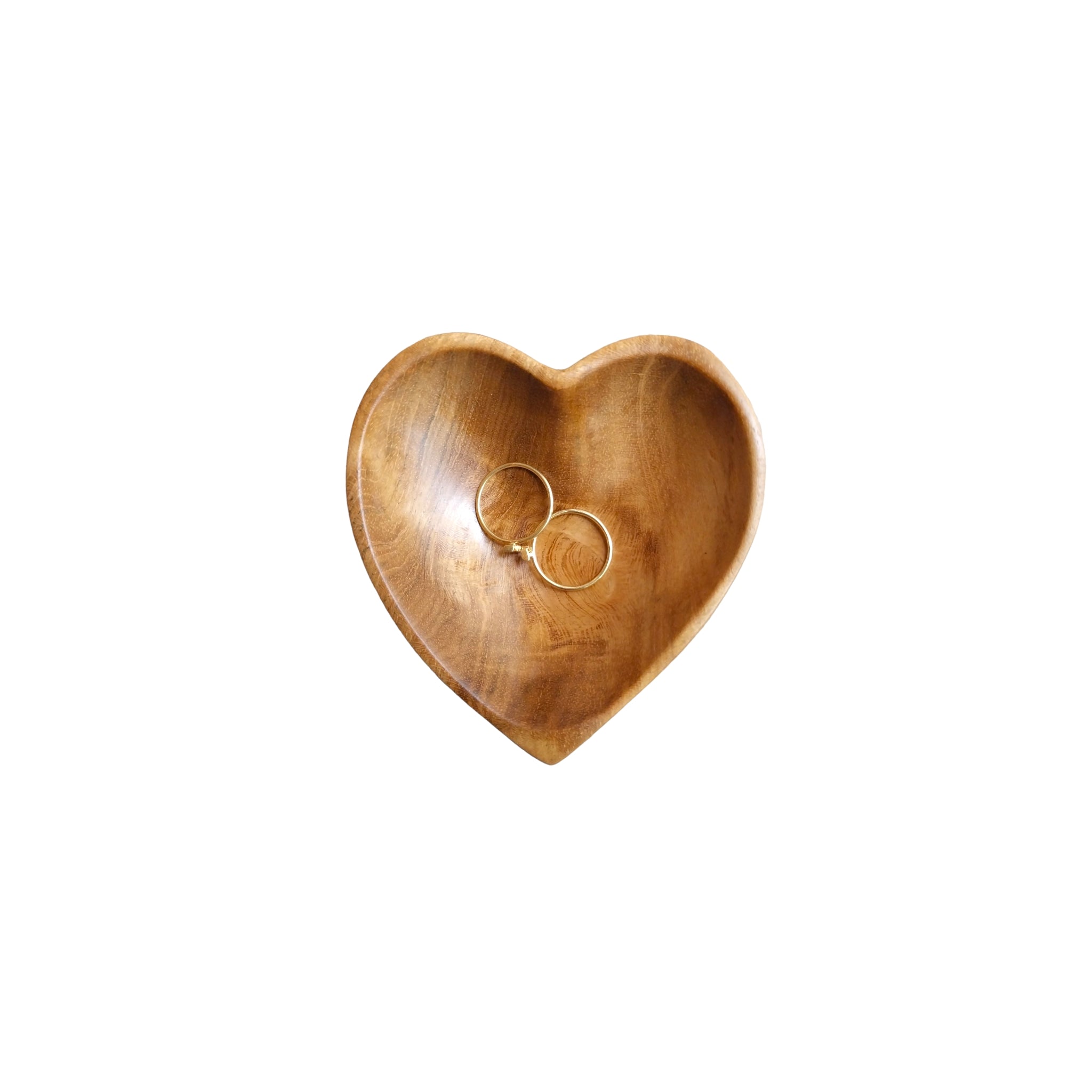 Mini Heart Shaped Teak Wood Trinket Jewelry Tray