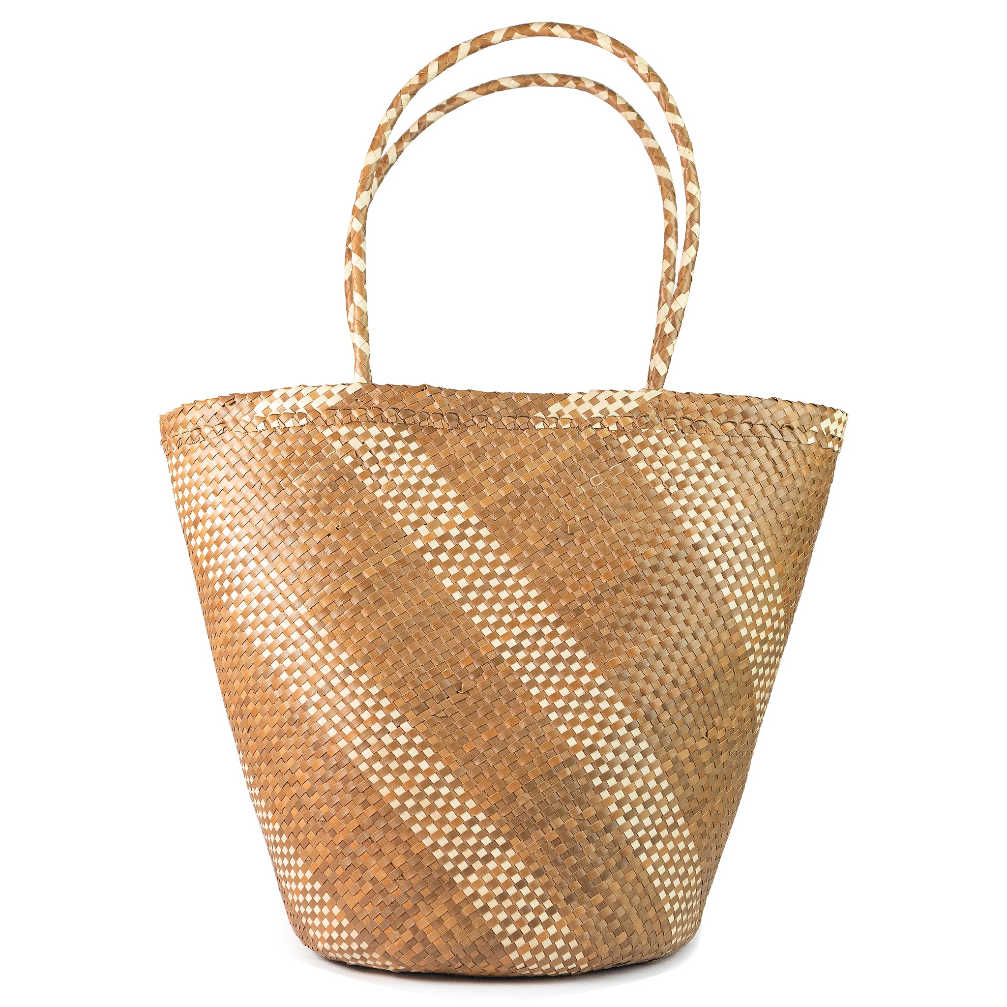 Tan Tall Shopper Basket Bag