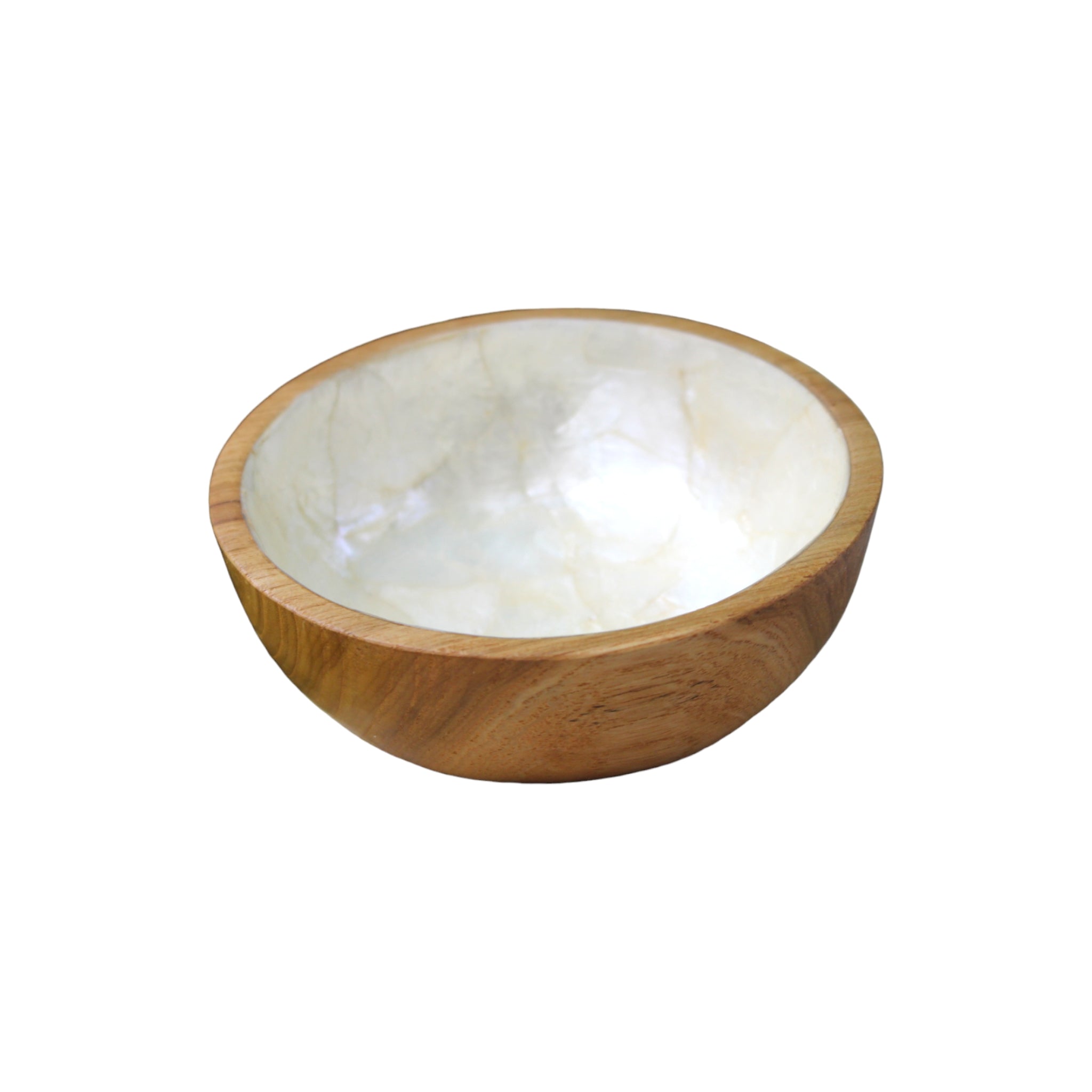 Teak Wood Bowl with Capiz Shell
