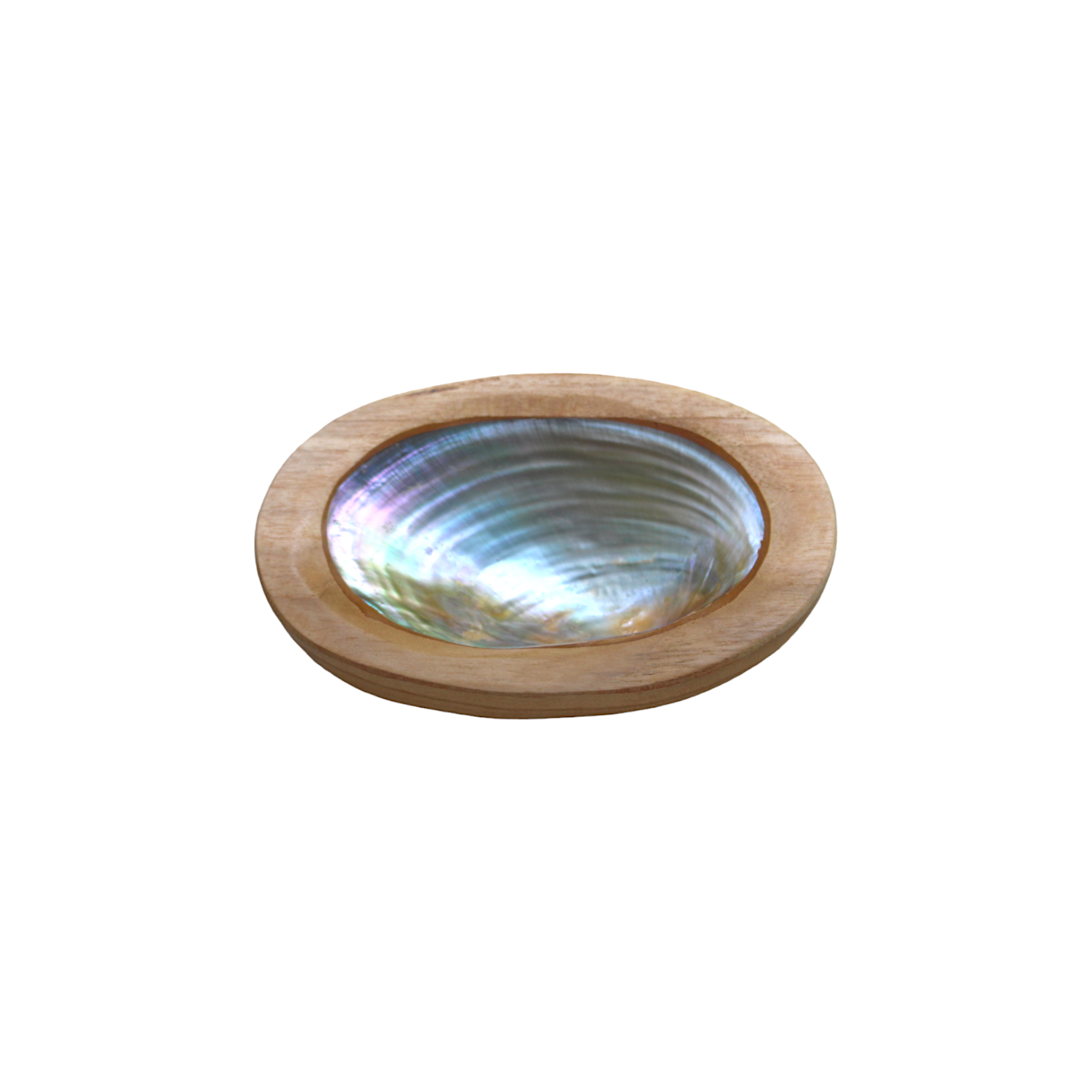 Teak and Abalone Shell Dish