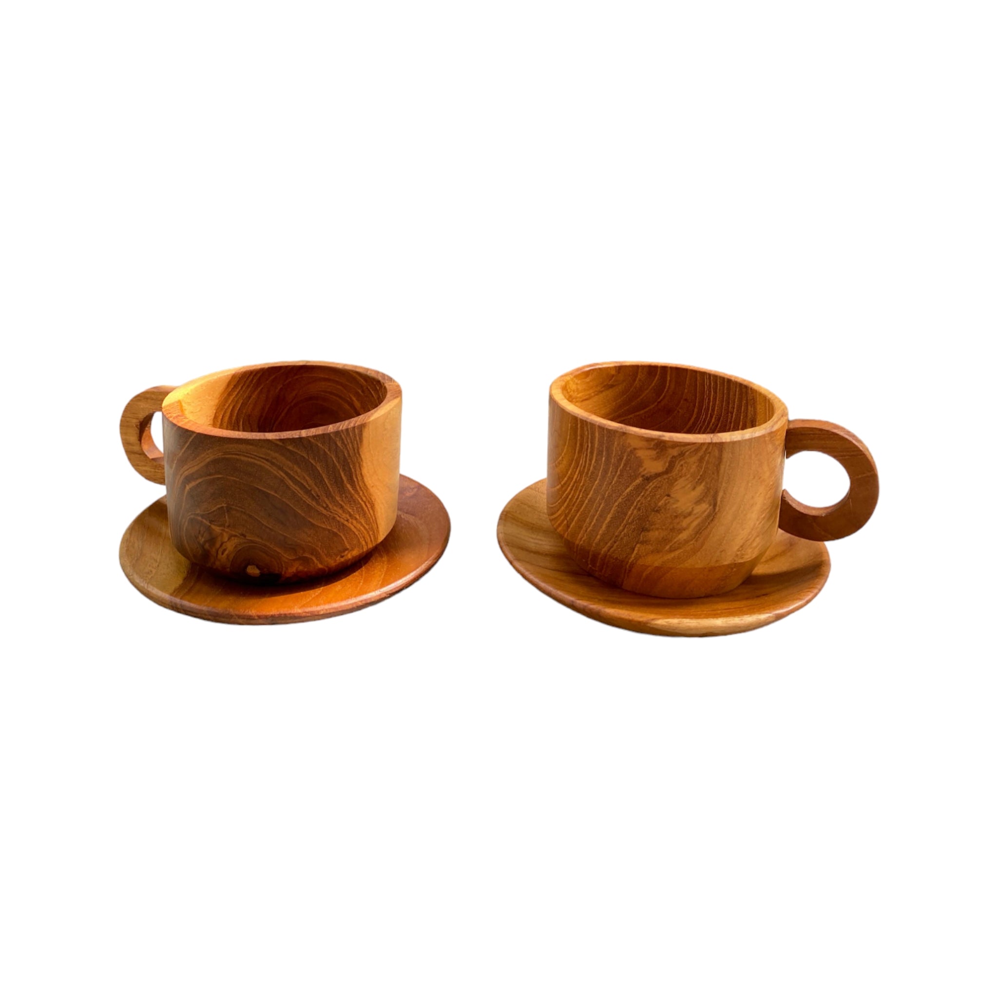 Teak Wood Coffee/Tea Cup Set