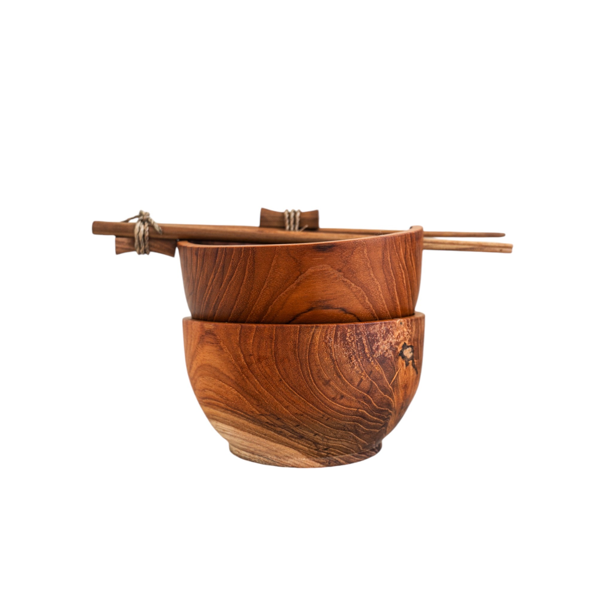 Teak Ramen Bowl with Chopsticks