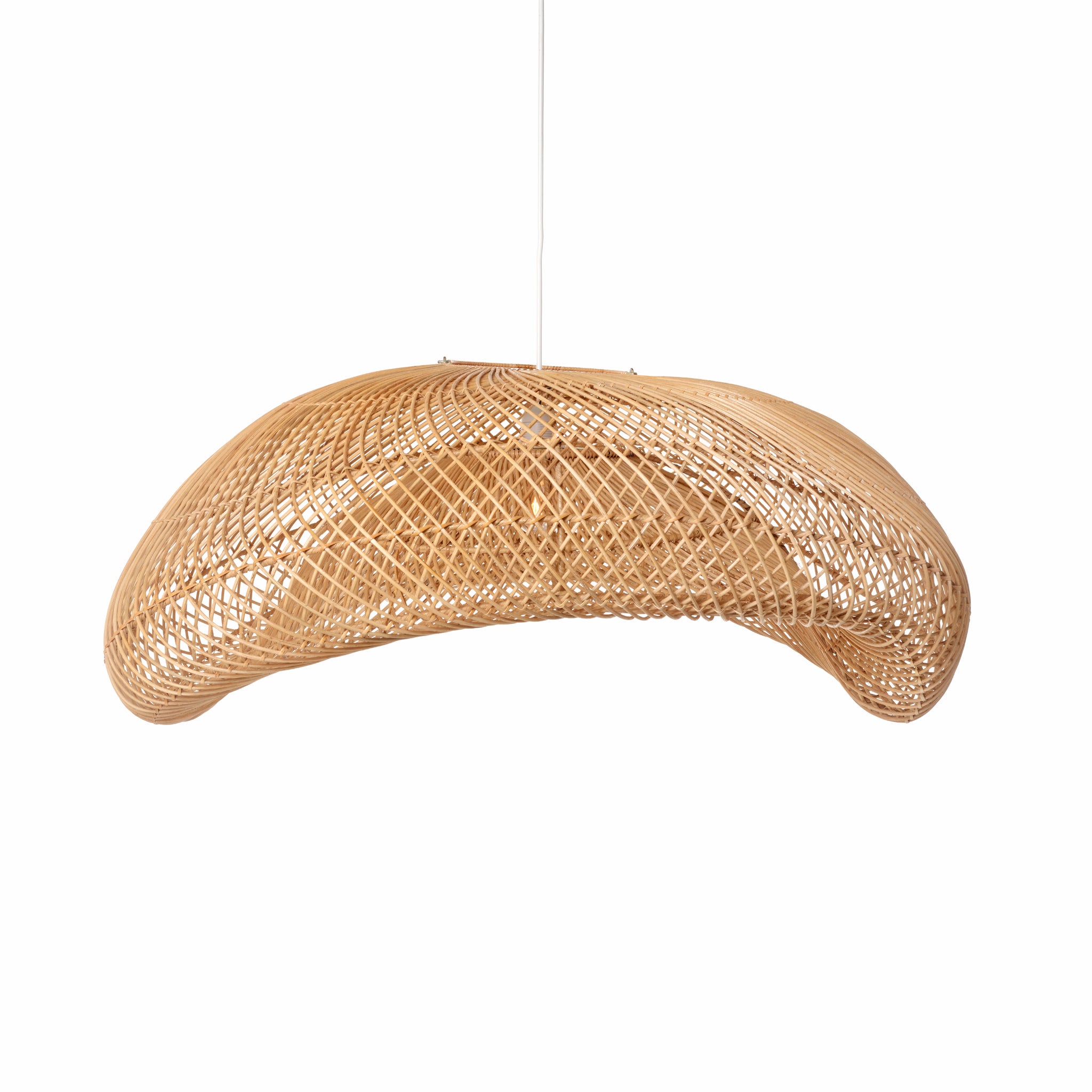 Eco-friendly High Quality Rattan Basket Arch Wavy Pendant Light