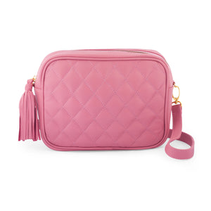 crossbody quilted camera bag; mz wallace quilted leather camera bag; black camera bag; matelasse mini camera bag; designer mini camera bag; disco gucci quilted bag; pink mini camera bag; light pink crossbody bag; spring 2018 bag trend