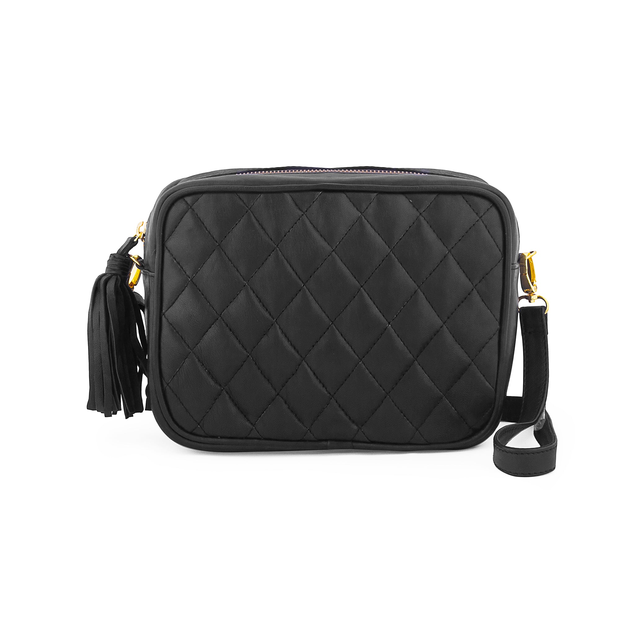 Diamond Quilted Square Leather Camera Bag