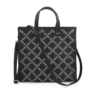 Small tote handbag; black; Tote for Women; Affordable tote bag; Black studded handbag; Small studded black leather tote bag