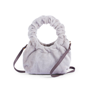 Circle Top Handle Fur Crossbody Small Bag