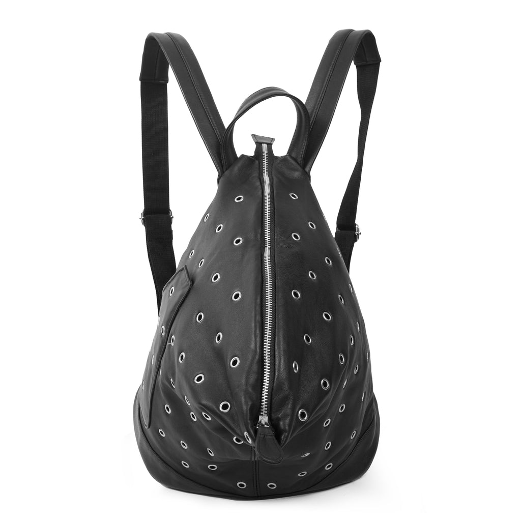 Studded black backpack front, black and silver backpack, backpack for girls