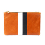 Black/White Stripe Flat Wallet Clutch