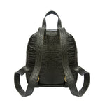 Back view Croco embossed black real leather mini backpack